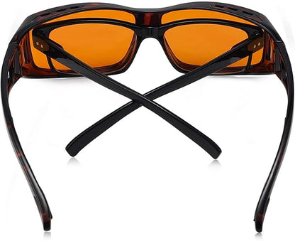 Eyekepper 100% Blue Light Reduction,Fitover Anti-Blue Blocking Computer Glasses Amber Lenses, Tortoise