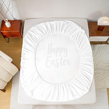 Easter Bed Sheet Twin Size Easter Eggs Flowers Floral Bedding Set Farmhouse Spring Holiday Fitted Sheet Kids Boys Girls Room Decor White Colorful Soft Sheets with 1 Pillowcase,No Top Flat