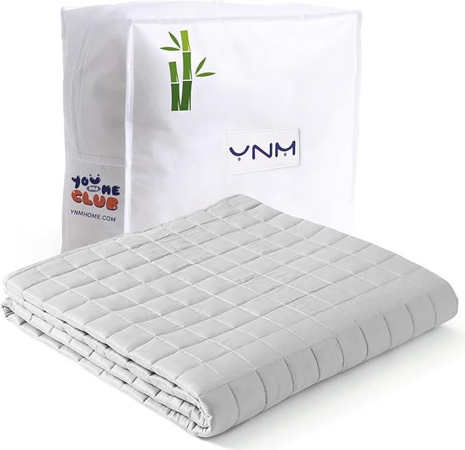 YnM Cooling Weighted Blanket for Adults, 20lbs Heavy Bed Throw for One Person of 190lbs, Perfect for Hot Sleepers with Cooling Rayon/Glass Beads(48x72 Inches,Twin/Full Bed, Light Grey)