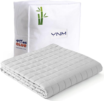YnM Cooling Weighted Blanket for Adults, 20lbs Heavy Bed Throw for One Person of 190lbs, Perfect for Hot Sleepers with Cooling Rayon/Glass Beads(48x72 Inches,Twin/Full Bed, Light Grey)