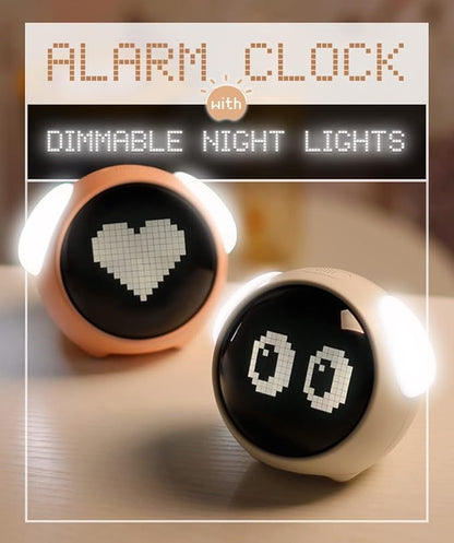Kids Alarm Clock, Dual Alarm Setting, Adjustable Brightness Night Light, Voice-Activated,Temperature Detection, Wake-up Alarm Clock, Toy and Gift for Toddler, Children, Students, Boys&Girls