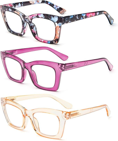 REAVEE Oprah Style Reading Glasses for Women, Blue Light Blocking Stylish Oversized Computer Readers Spring Hinge