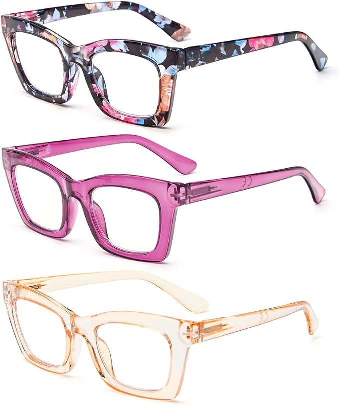 REAVEE Oprah Style Reading Glasses for Women, Blue Light Blocking Stylish Oversized Computer Readers Spring Hinge