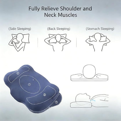 Sleep Cloud Pillow, Ergonomic Memory Foam Pillows, Adjustable Cervical Neck Support Pillow, Breathable Cooling Cover for Side Back Stomach Sleepers (White)