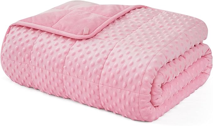 L'AGRATY Weighted Blanket for Adult - 60"x80" 17lbs Minky Dots Heavy Blanket with Glass Beads Soft Breathable for All-Season Summer Fall Winter Thick Comfort for Sleeping