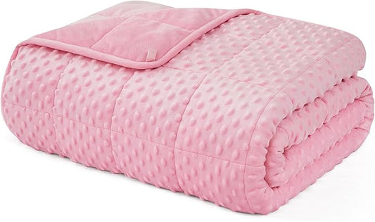 L'AGRATY Weighted Blanket for Adult - 60"x80" 20lbs Minky Dots Heavy Blanket with Glass Beads Soft Breathable for All-Season Summer Fall Winter Thick Comfort for Sleeping