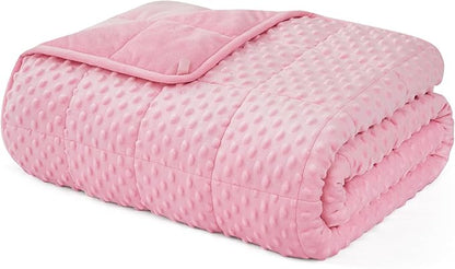 L'AGRATY Weighted Blanket for Adult - 60"x80" 25lbs Minky Dots Heavy Blanket with Glass Beads Soft Breathable for All-Season Summer Fall Winter Thick Comfort for Sleeping