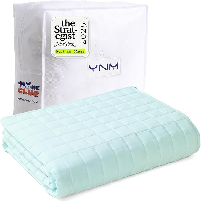 YnM King Size Weighted Blanket for Adults (88x104 Inches, 40 Pounds, Mint Green), Exclusive Smallest Compartments with Glass Beads, Heavy Bed Blanket for Two Persons of 240~390lbs on Queen or King Bed