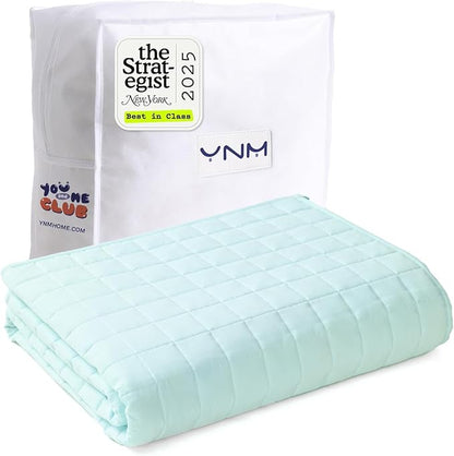 YnM King Size Weighted Blanket for Adults (88x104 Inches, 40 Pounds, Mint Green), Exclusive Smallest Compartments with Glass Beads, Heavy Bed Blanket for Two Persons of 240~390lbs on Queen or King Bed