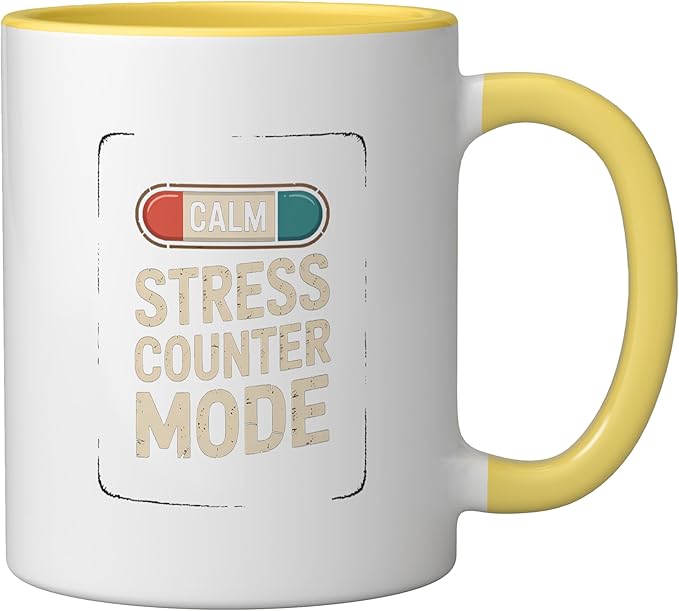 Relaxation Breathing Vagus Nerve Stimulation Stress Relief Ceramic Mug, Yellow/White