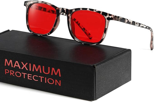 TIJN Sleep Glasses for 99% Blue Green Light Blocking Red Lens for Computer Gaming Screen Fatigue UV Protection