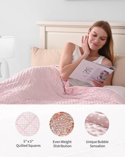 Mr. Sandman Weighted Blanket for Adults, Minky Dots Heavy Blanket for Woman, Man Sleeping/Calm, Soft, Cozy and Cooling Weighted Throw Blankets, Machine Washable, 48 x 72in, 12 lbs, Pink