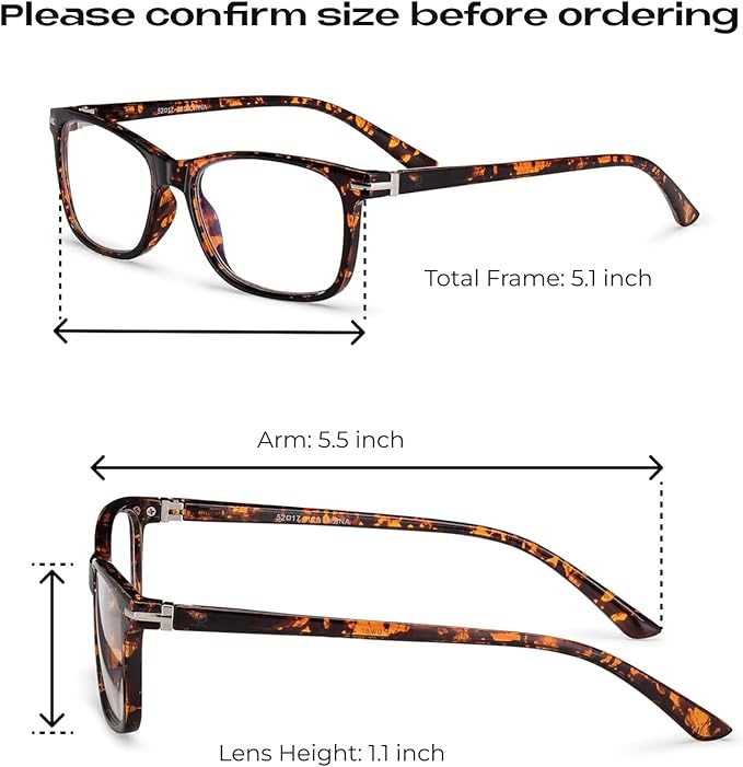 Readerest Blue Light Blocking Glasses – Thin Reflective Lens, Anti-Glare Computer Eyeglasses, UV Protection, Eye Strain Relief (Tortoise, 2.75 Magnification)