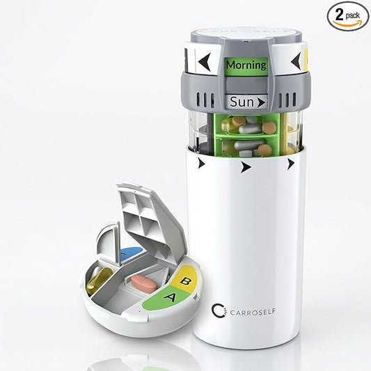 Pill Dispenser Set - Medication Dispenser & Box to Go with Pill Cutter, Medicine Storage Locked Pill Dispenser for Elderly - Travel-Friendly Medicine Pills Organizers