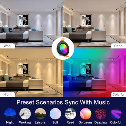 inShareplus 2 Inch Smart Recessed Lighting 10 Pack, 5W WiFi RGB LED Downlight 2700-6500K Dimmable, Color Changing, Black Trim, Alexa Google Compatible, with LED Driver, 120V Ceiling Lights