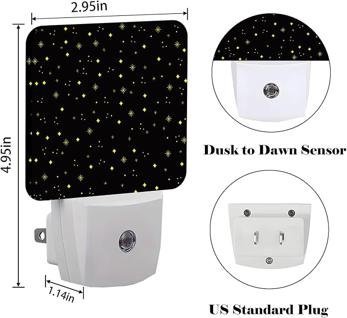 Shining Stars Night Light,Plug-in Night Lights with Dusk-to-Dawn Sensor for Stairway,Hallway,Bedroom Sleep Friendly Ideal for Women/Girls/Boys Gift,0.5w