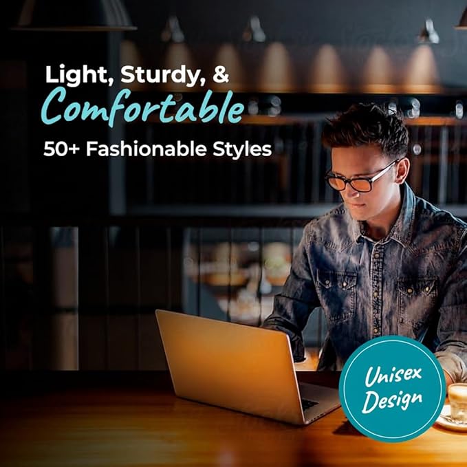 100% Blue Light Blocking Glasses - Better Sleep Anti Eye Strain Protection - Computer Gaming Women Men