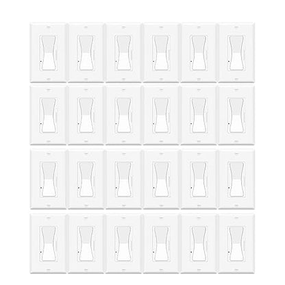 Dimmer Light Switch,Greencycle 24PK Single Pole/3 Way Dimmer Switch for Dimmable 150W LED CFL Light,600W Halogen and Incandescent,15A 120V,Neutral Wire Not Required,Residential/Commercial,ETL Listed