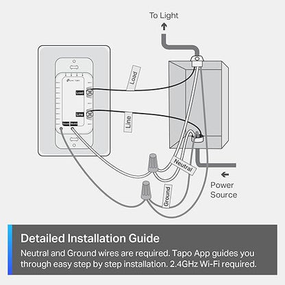 TP-Link Tapo Matter Smart Dimmer Switch: Voice Control w/Siri, Alexa & Google Assistant, UL Certified, Timer & Schedule, Easy Guided Install, Neutral Wire Required, Single Pole, Tapo S505D
