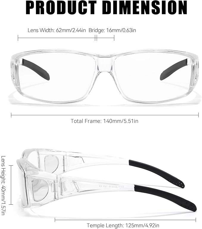 LVIOE Fit Over Blue Light Blocking Glasses and Computer Eyewear- Wear Over Prescription Glasses/Reading Glasses/RX Glasses