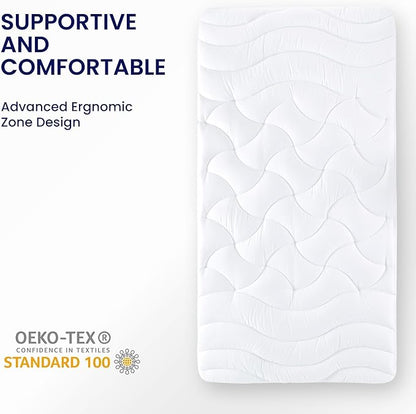 SLEEP ZONE Cooling Twin Mattress Topper for Single Bed, Premium Zoned Cool Mattress Pad Cover, Padded Mattress Protector Breathable Washable, Deep Pocket 8-21" (White, Twin)