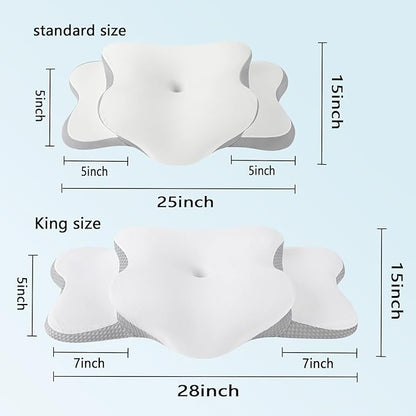 Ergonomic Pillow for Sleep Apnea, Neck Pain, and Snoring Relief | Cervical Neck Pillow for Side Sleepers | Orthopedic Memory Foam with Ergonomic Support, White, Large