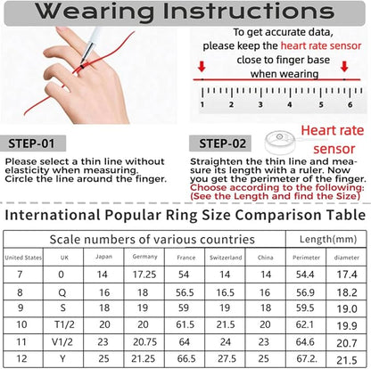 Smart Ring Fitness Tracker Sleep Tracking Heart Rate Monitor Pedometer, Waterproof Activity Tracker Fitness Ring Steps Counter, Gesture Controls for Short Video, 8 Days Last, Silver, #12