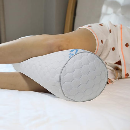 Kingnex Adjustable Firmness Bolster Roll Pillow for Under Knee Support or Between Legs for Side Sleepers Shredded Latex Cyliner with Removable Cooling Cover 18x6