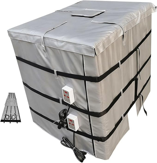 IBC Tote Heating Jacket, IBC Tote Insulation Blanket, Smart Temperature Control up to 200°C, 1000L, IBC Tote Blanket with Thermostat, For petroleum, chemical, food processing Grey
