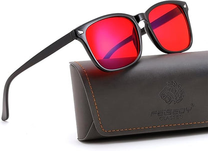 FEISEDY Sleep Blue Light Glasses for Woman Men 99.9% Computer Gaming Red Lens Eyeglasses Reduce Eyestrain G2835