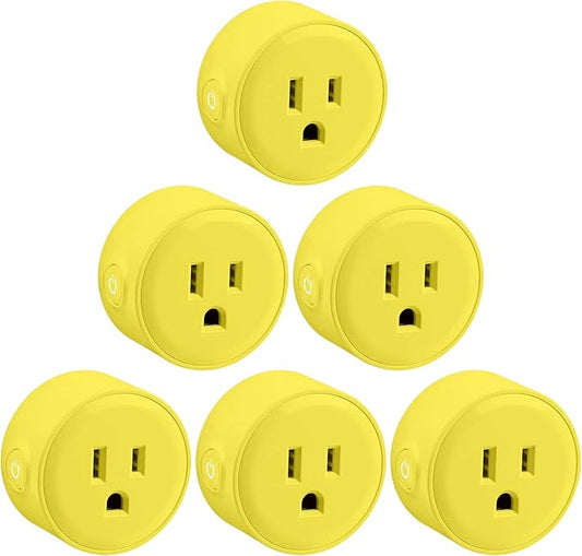 LITEdge Smart Plug Work with Alexa, Mini Smart Outlet Wifi Plug Google Home Assistant Voice Control, No Hub Required, Only Supports 2.4GHz Network, Timer Function, ETL Listed, Yellow Finish, Pack of 6