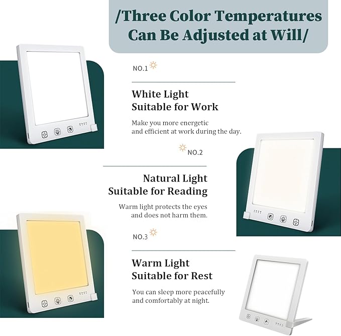 Natural Full-Spectrum Light, UV-Free LED, Adjustable Brightness, Wake Up Light & Daylight for Home Office Desk and Bedside