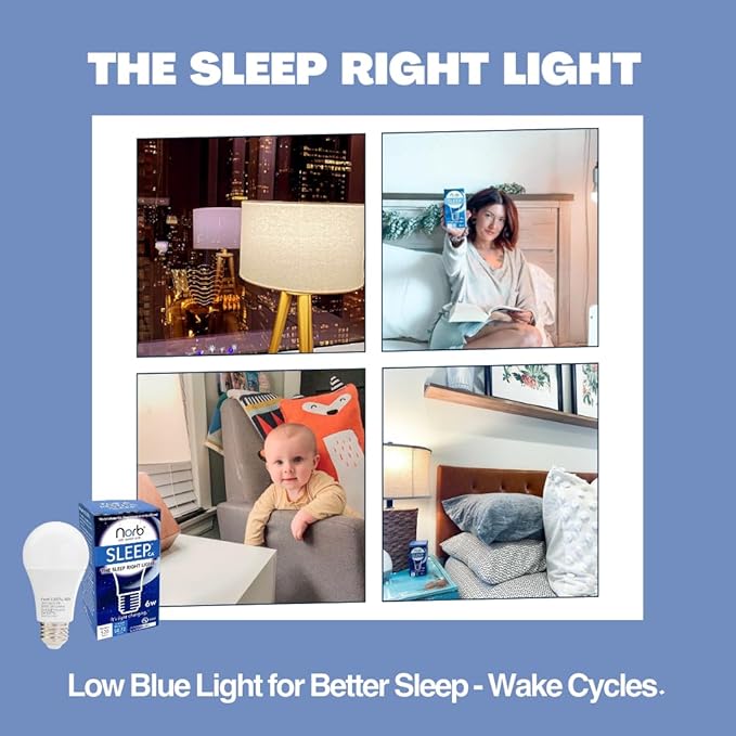 Norb Wellness Lighting Starter Kit, Set of 4 Wellness Light Bulbs, LED Light Therapy for Mood, Migraine Relief, Focus, & Sleep Enhancement, A19, E26, Energy Efficient (4-Pack)