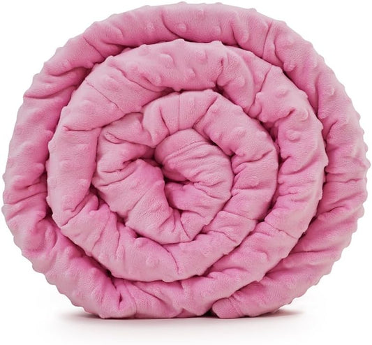 TONGDADA Minky Weighted Blanket | 40''x60'',10lbs | Cozy and Soft Minky Weighted Throw Blanket | Luxury Velvet with Premium Glass Beads | Pink Minky
