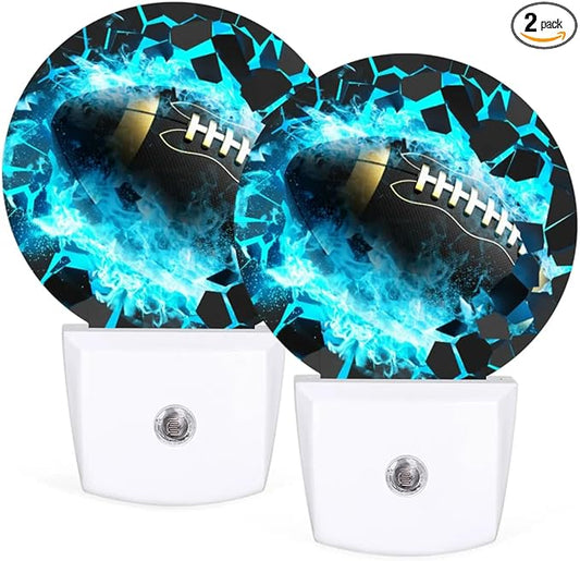 Plug-in Led Night Light with Auto Dusk to Dawn Sensor for Boys Girls Room Decor, Football Wall Lamp Nightlights for Hallway,Bedroom, Kids Room, Kitchen, Stairway, (0.5W, 2 Pack)