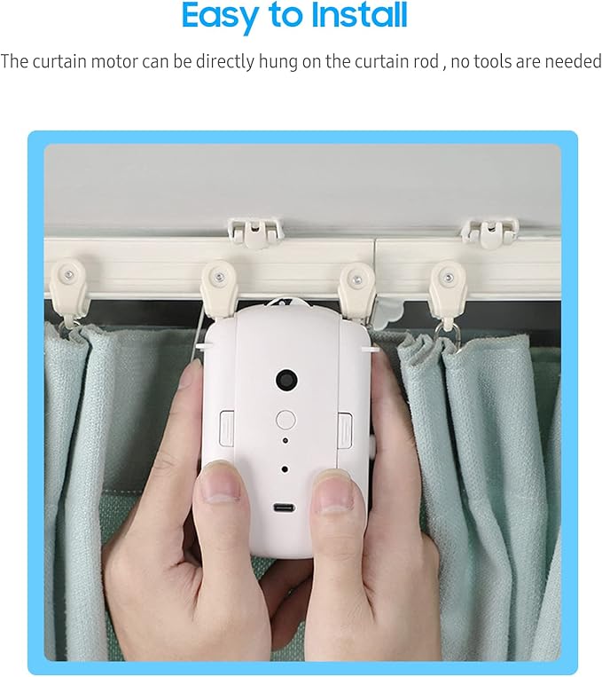 Curtain Controller, 2Pcs Smart Electric Curtain Motor Curtains Rod Opener Voice Control Timer Control Light Sensor Automatic Curtain Switch Robot for I-Rail U-Rail