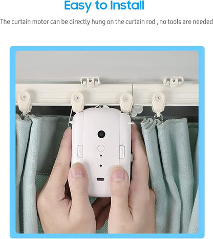 Curtain Controller, 2Pcs Smart Electric Curtain Motor Curtains Rod Opener Voice Control Timer Control Light Sensor Automatic Curtain Switch Robot for I-Rail U-Rail