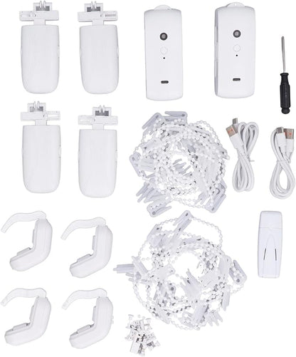 Automatic Curtain Opener, Remote Control Smart Curtain Opener Set with APP, Voice Control Switch Electric Curtain Robot, Smart Curtain Motor for Roman Pole U and I Shape Rail
