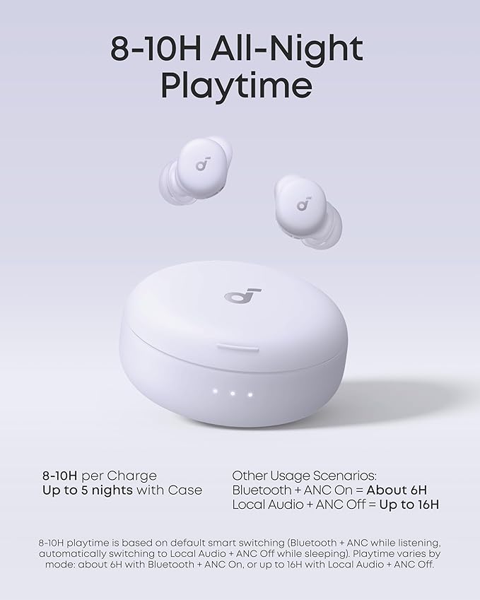 Soundcore Sleep A30 Special by Anker, Sleep Earbuds, ANC, Passive Isolation, Snore Masking Sleep Headphones, Extensive Sleep Audio, Ultra Comfort for Side Sleepers, 8-10H Playtime