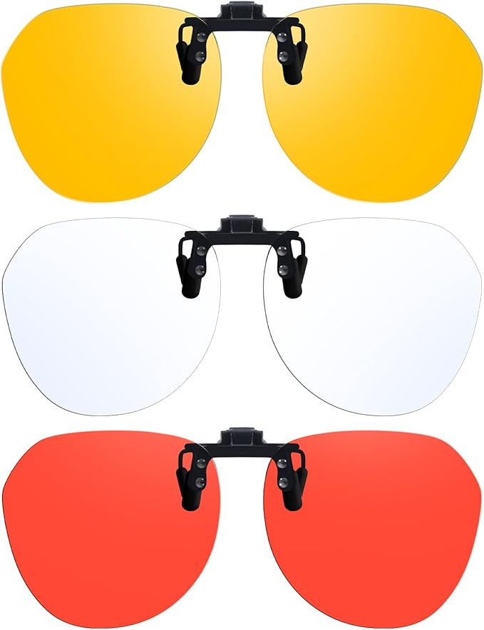 VIEWBETTER 3 Pack Clip On Blue Light Blocking Glasses for Eyes Strain/Light-Sensitive Flip Up Computer Gaming Glasses BL1009