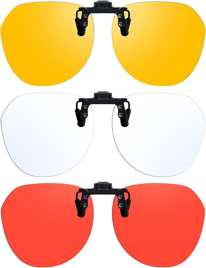 VIEWBETTER 3 Pack Clip On Blue Light Blocking Glasses for Eyes Strain/Light-Sensitive Flip Up Computer Gaming Glasses BL1009