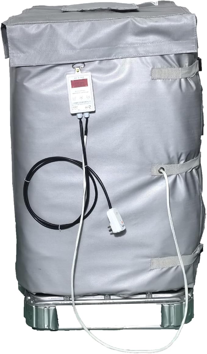 Ibc Heater Blanket, Ibc Tote Winter Blanket, Smart Temperature Control Up To 100°c, 500l/1000l, Heating Pad For Winter With Thermostat, For Petroleum, Chemical, Food Processing Grey 500L 4200W