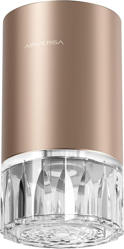 Airversa Waterless Essential Oil Diffuser for Home Room Desk Car Air Freshener Diffuser, Up to 600 sq ft, Battery Operated, Mist Level and Timer Settings, 100mL Capacity, Cold Air, RD1 Titainium