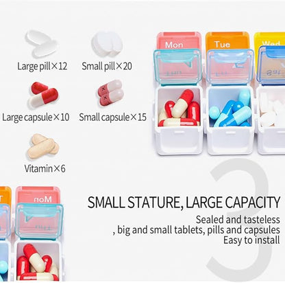 Smart Pill Box,7 Day Pill Organizer,4 Alarm Clocks,AM/PM Automatic Alarm Reminder,Hold Vitamins Fish Oil,Supplements,Travel Pill or Pillganizer,Suitable for The Elderly, Children, Office Workers
