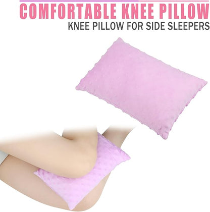 2 Pcs Soft Knee Pillow for Side Sleepers, Pressure Pillows Between Legs 11"x7" Small Knee Pillow Joints Cushion for Sleeping Hip and Back Pain, Minky Dot Lavender