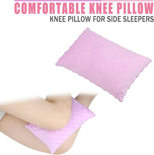 2 Pcs Soft Knee Pillow for Side Sleepers, Pressure Pillows Between Legs 11"x7" Small Knee Pillow Joints Cushion for Sleeping Hip and Back Pain, Minky Dot Lavender