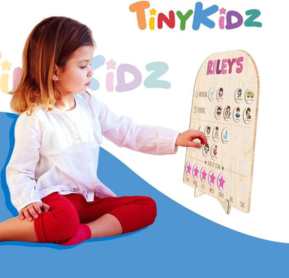 Personalized Wooden Chore Chart for Kids 15x17", Visual Schedule, Routine Chart for Kids, Morning Bedtime Routine Chart for Toddlers Ages 2-4, Daily Kids Schedule Board for Home (11)