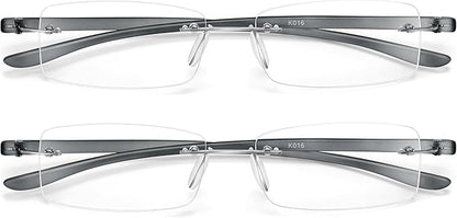 Bhigh 2 Pack Reading Glasses Blue Light Reading Glasses men's reading glasses for women Frameless Computer Reading Glasses