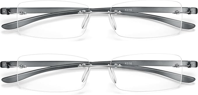 Bhigh 2 Pack Reading Glasses Blue Light Reading Glasses men's reading glasses for women Frameless Computer Reading Glasses