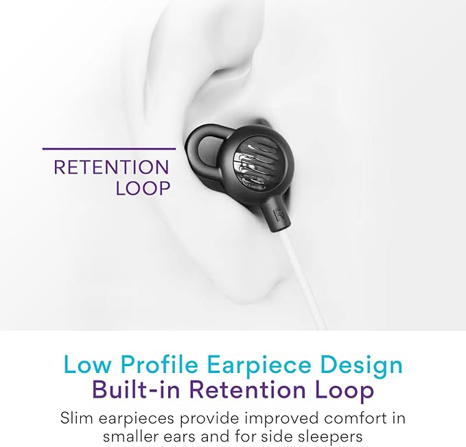 MEE audio SleepTones Wired Sleep Earbuds 3.5mm Plug for Side Sleepers with Lightweight Low-Profile Silicone Earpieces, Noise Reduction Sleeping Headphones with Built-in Mic, & Volume Controls